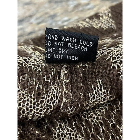 Dress Barn Womens Chevron Metallic Poncho Wrap Tunic Brown Gold O/s - Picture 6 of 7